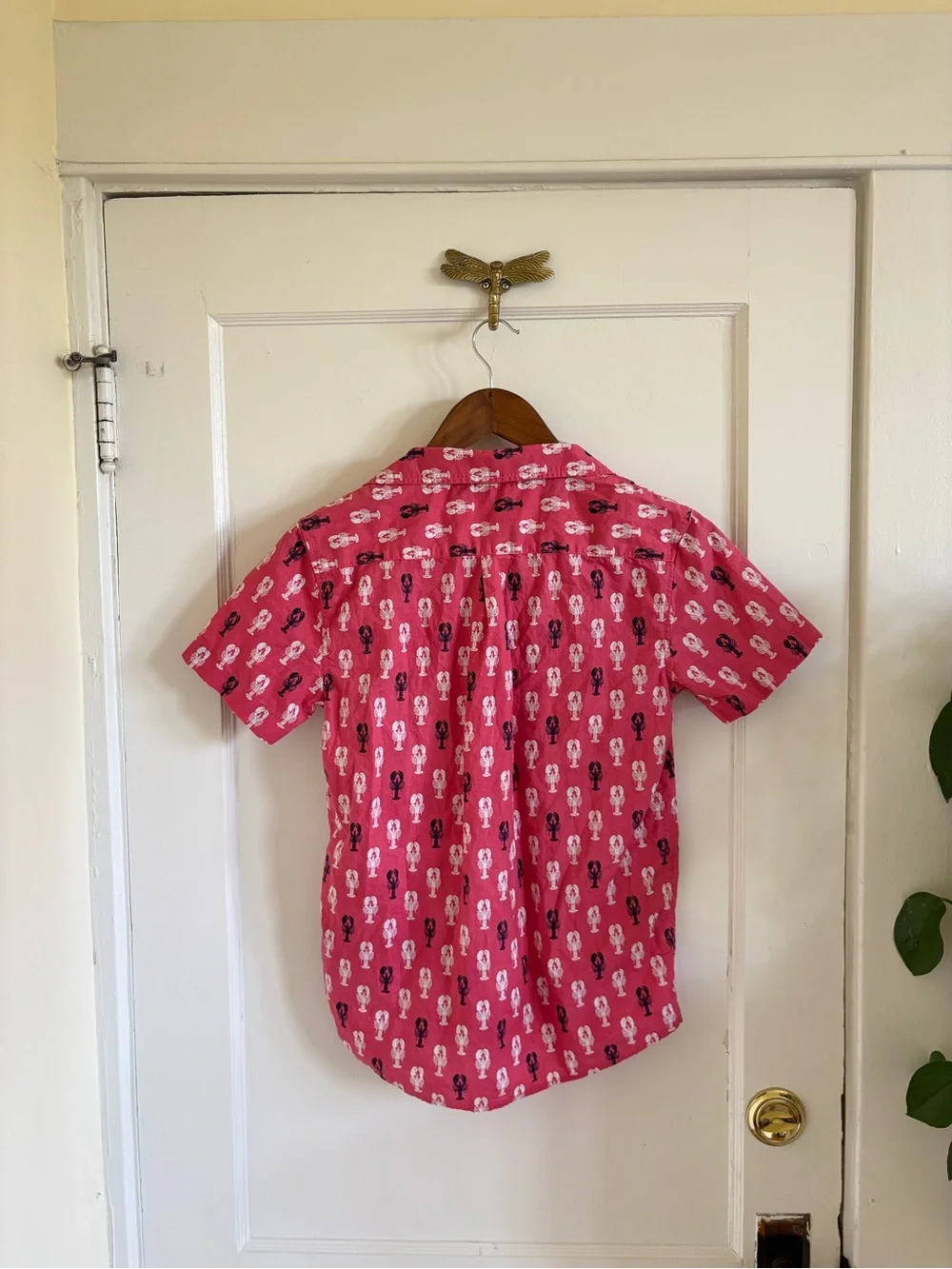 Boy’s Vineyard‎ Vines Pink Short-Sleeve Lobster Print Cotton Shirt Large